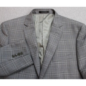 Calvin Klein Blazer Mens 44R Plaid 2 Button Notch Lapel 100% Wool